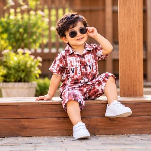 Abstract Graffiti Print Short-Sleeve Shirt & Shorts Set