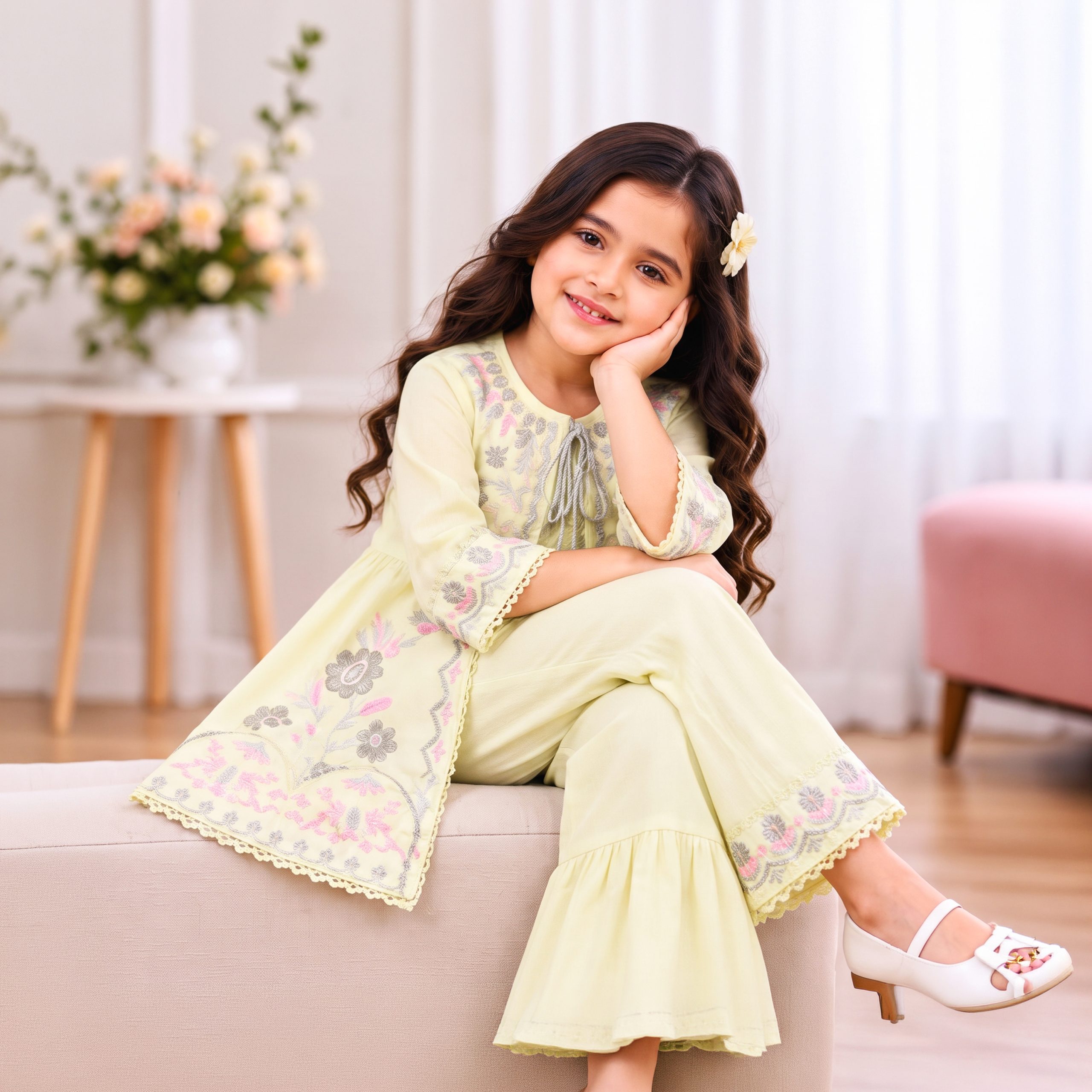 Embroidered Open-Jacket Kurti & Gharara Set - Image 5