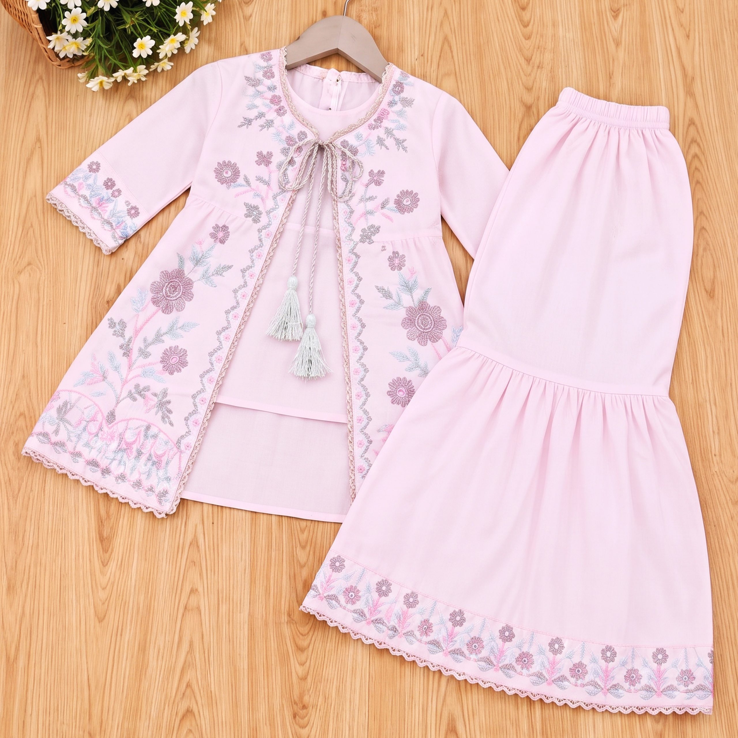 Embroidered Open-Jacket Kurti & Gharara Set - Image 8