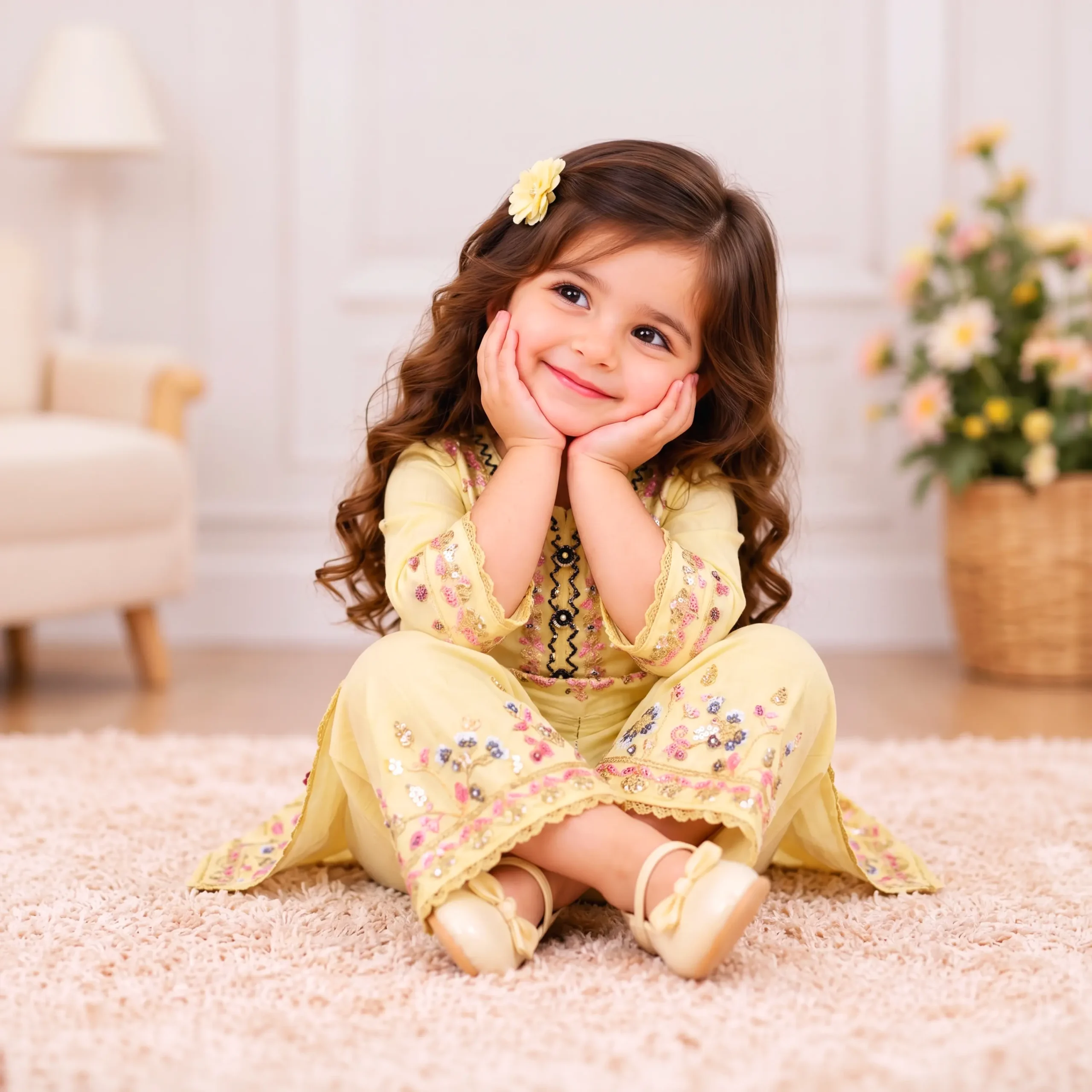 Floral Embroidered Kurti & Palazzo Set - Image 2