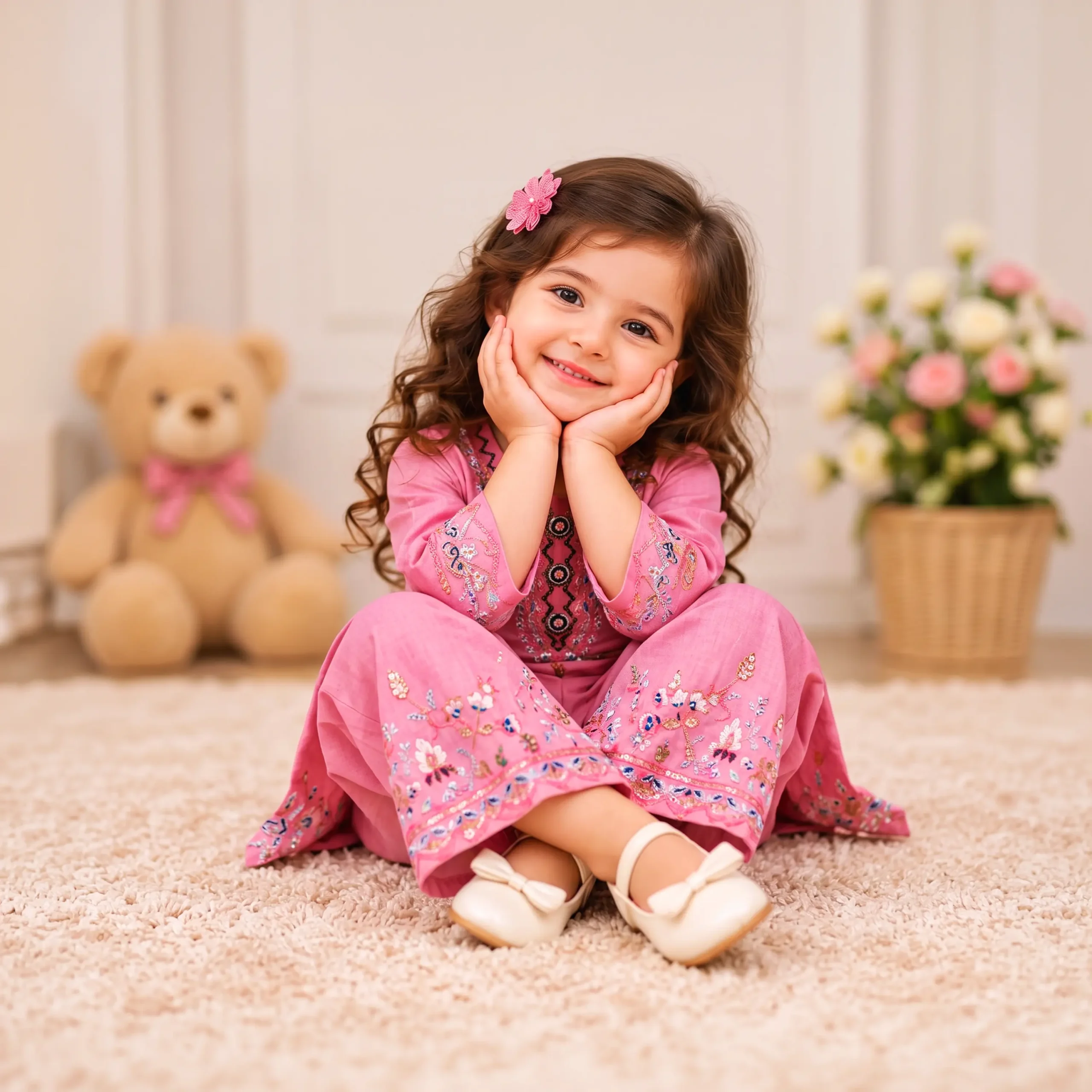 Floral Embroidered Kurti & Palazzo Set - Image 6