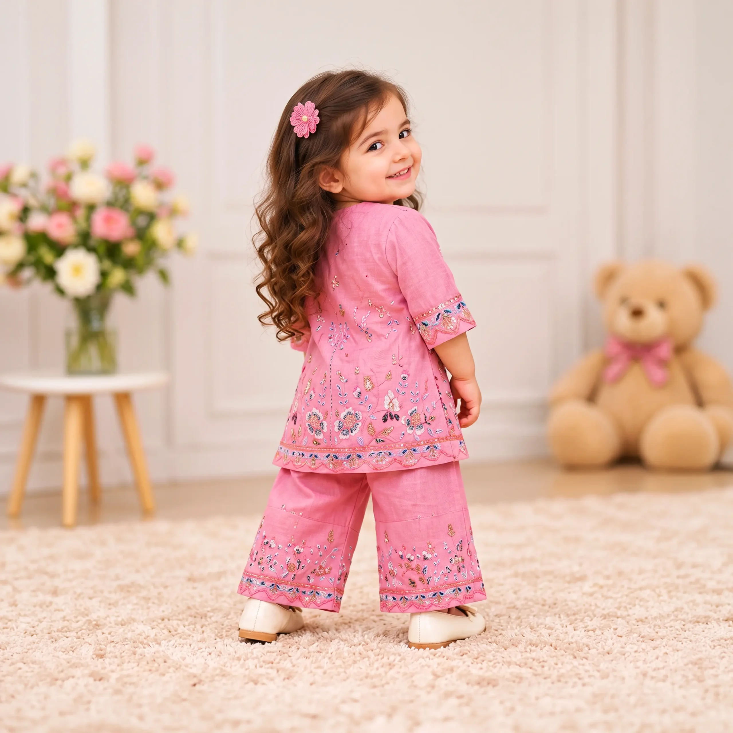 Floral Embroidered Kurti & Palazzo Set - Image 5