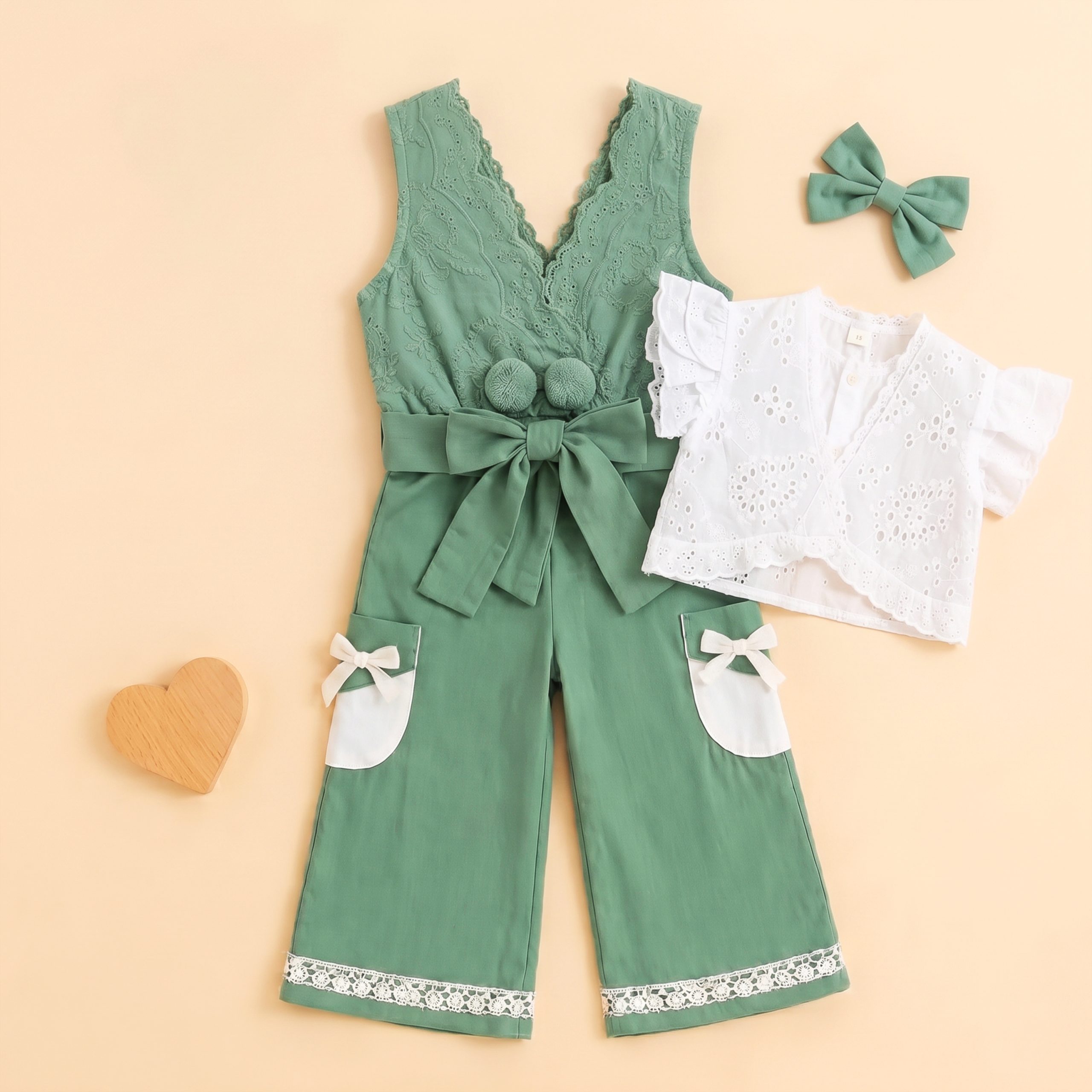 Flutter Sleeve Top & Bow Trousers Set - Image 4