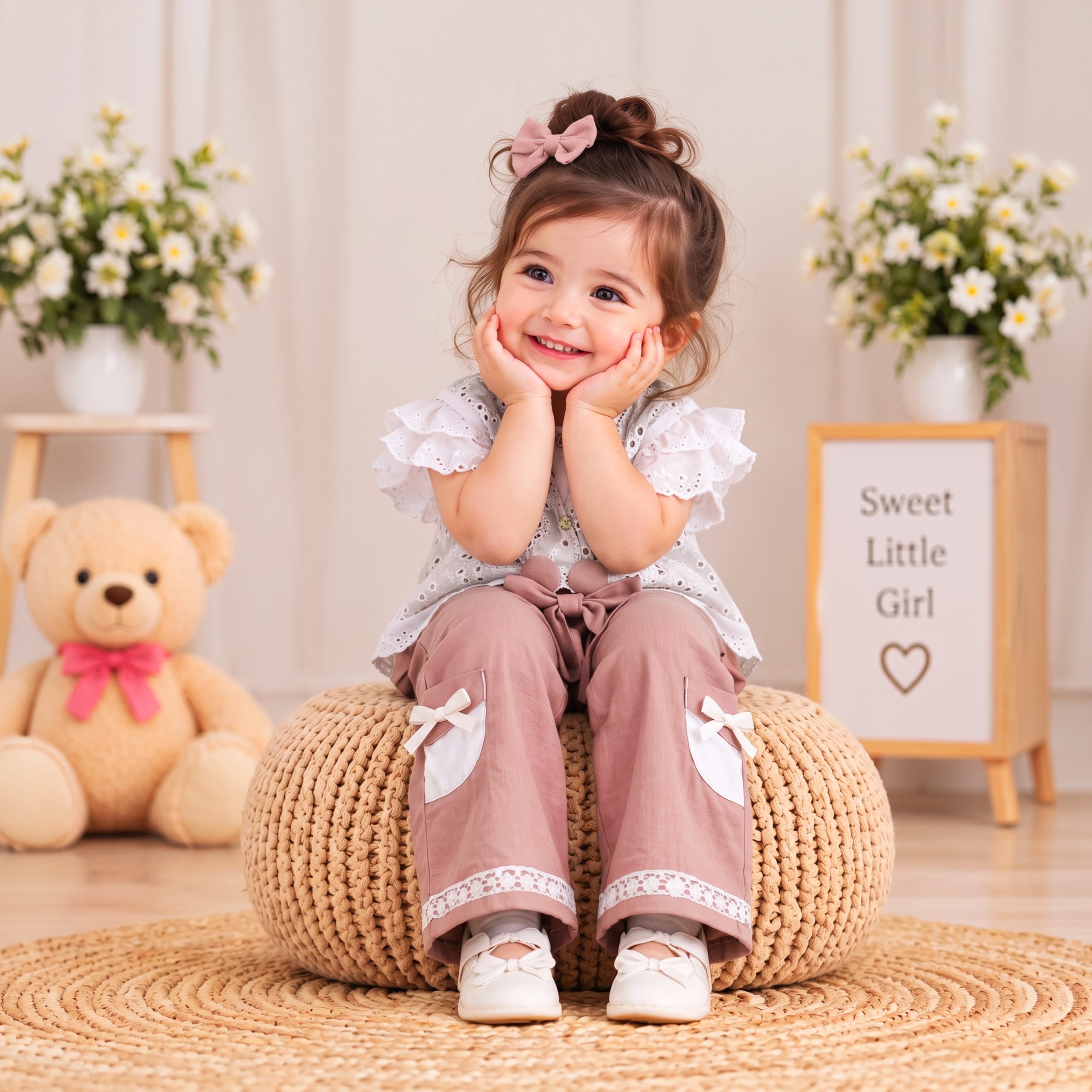Flutter Sleeve Top & Bow Trousers Set - Image 5