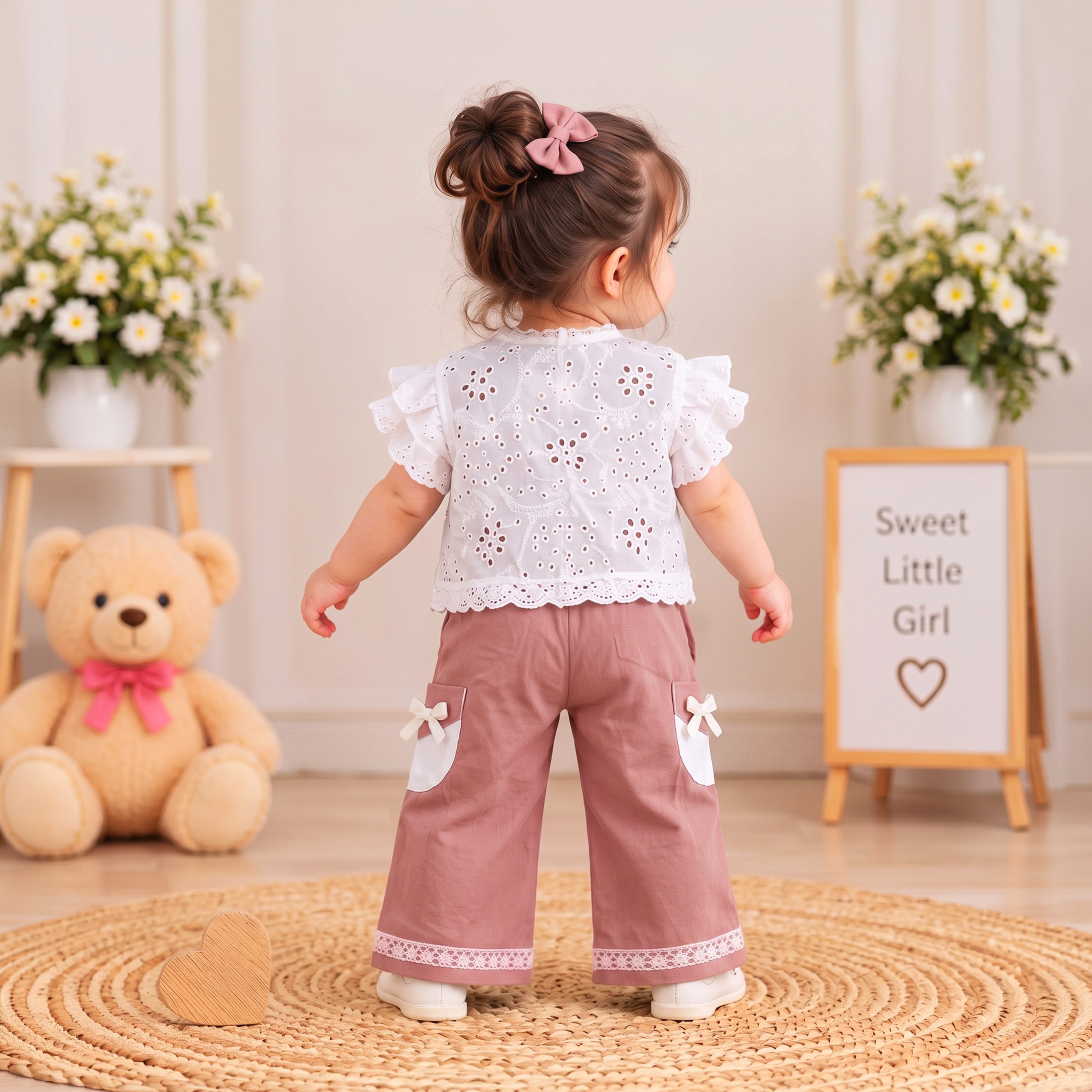 Flutter Sleeve Top & Bow Trousers Set - Image 6