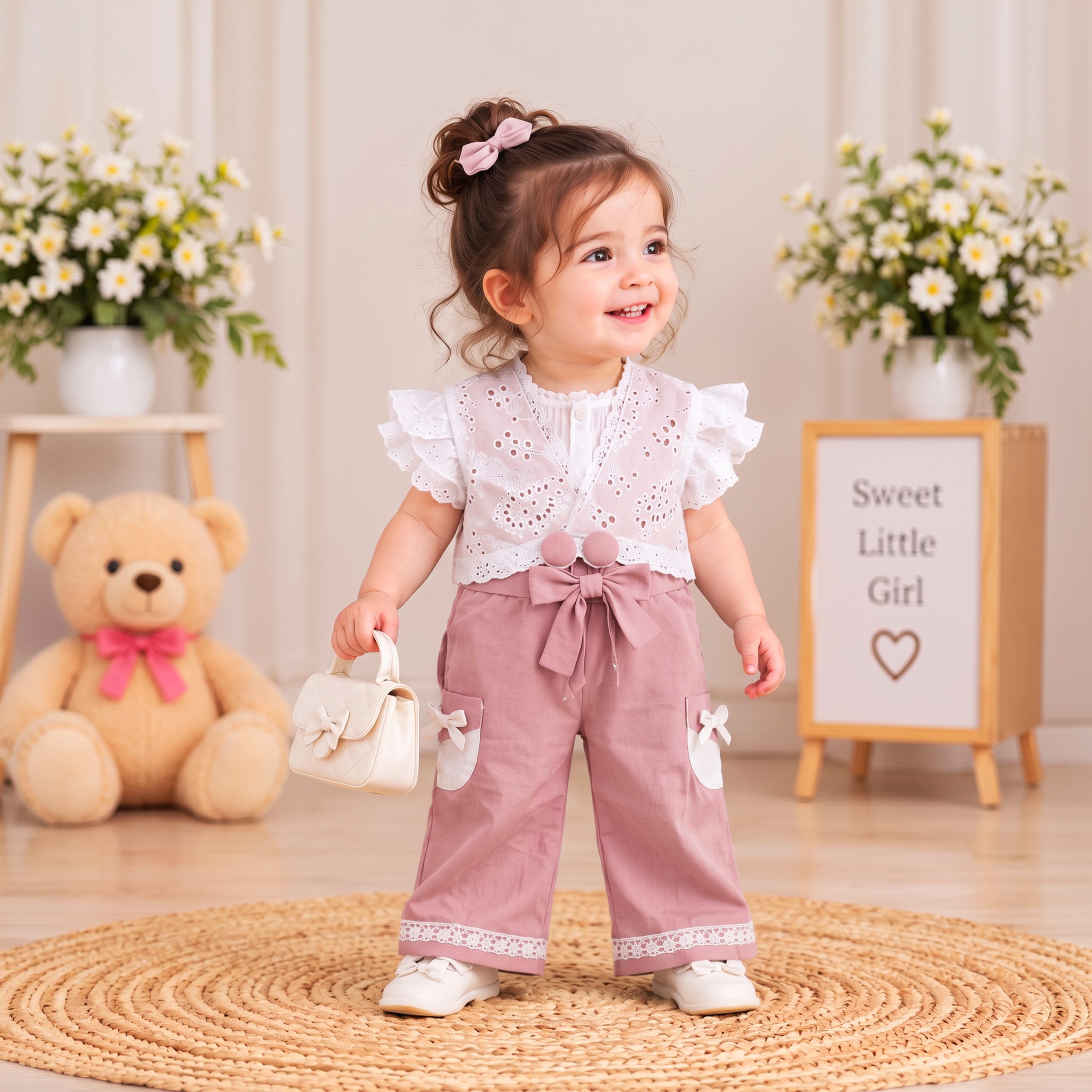 Flutter Sleeve Top & Bow Trousers Set - Image 7