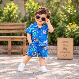 Graphic Print Short-Sleeve Shirt & Shorts Set
