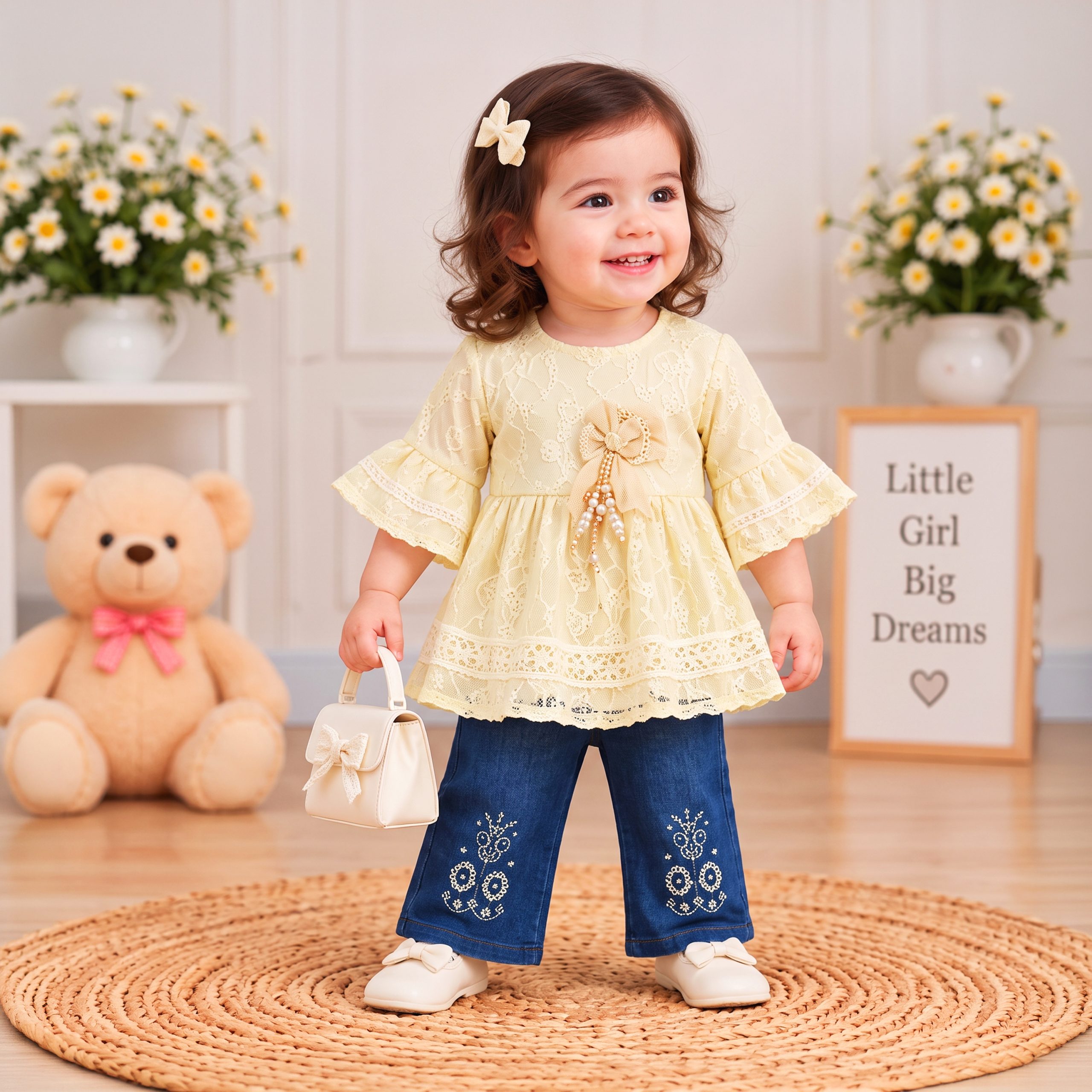 Tassel & Lace Embroidered Frock Set - Image 3