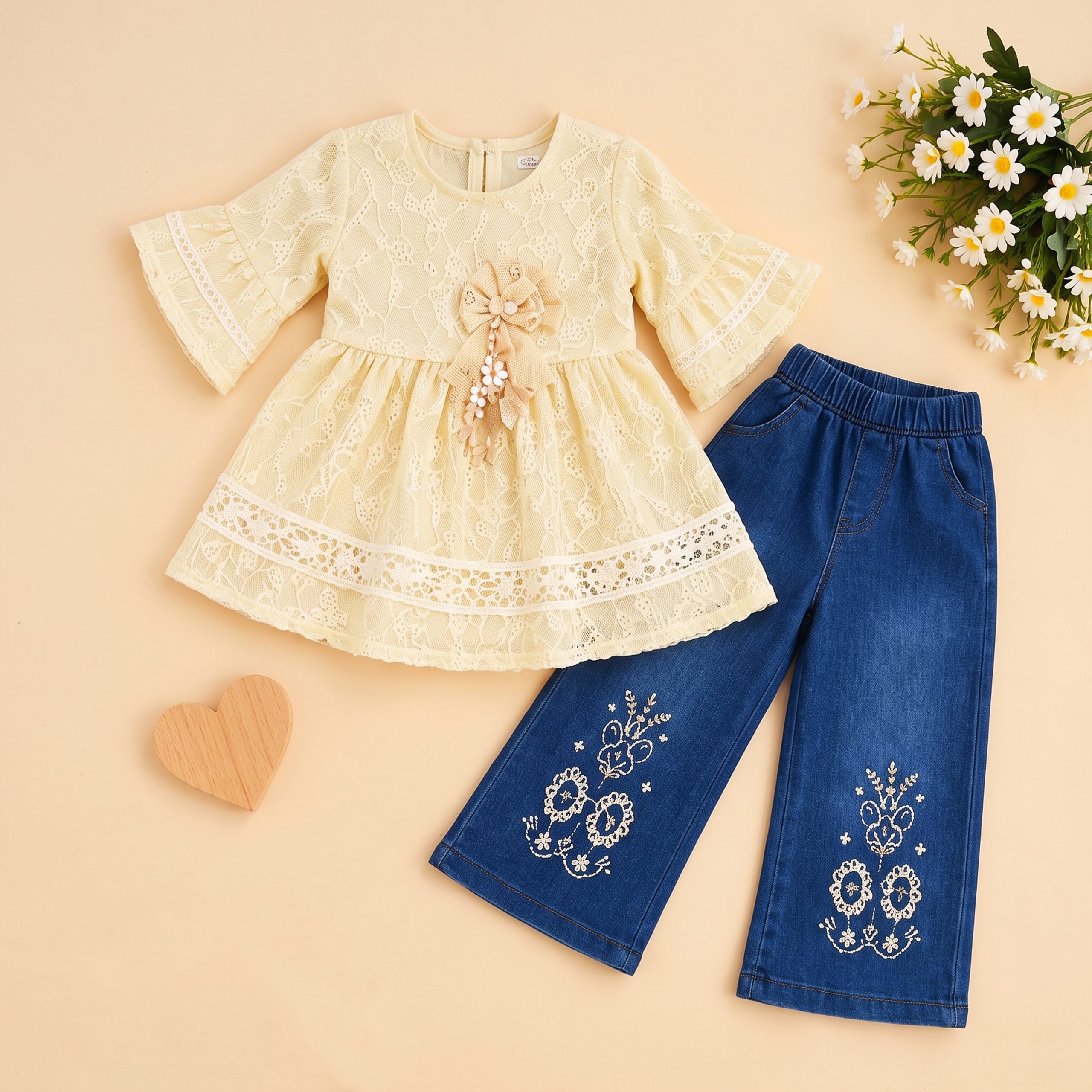 Tassel & Lace Embroidered Frock Set - Image 4