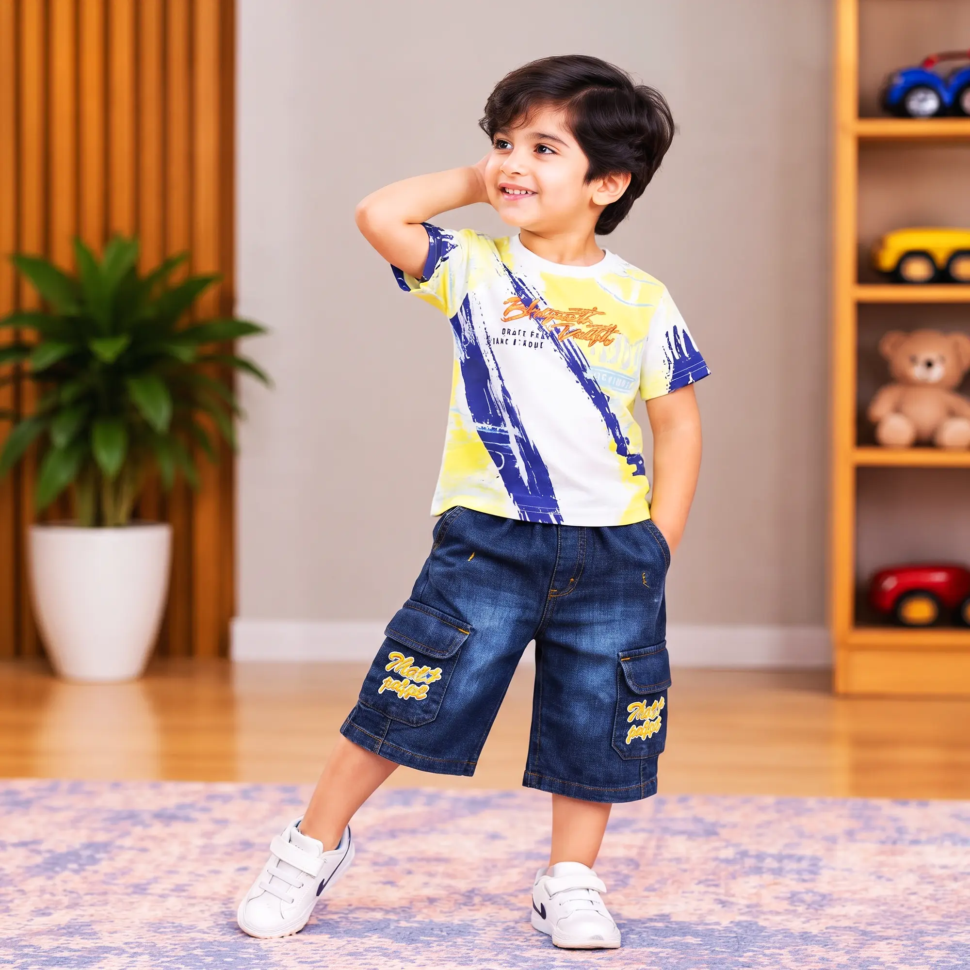 Abstract Printed T-Shirt & Shorts Set - Image 2