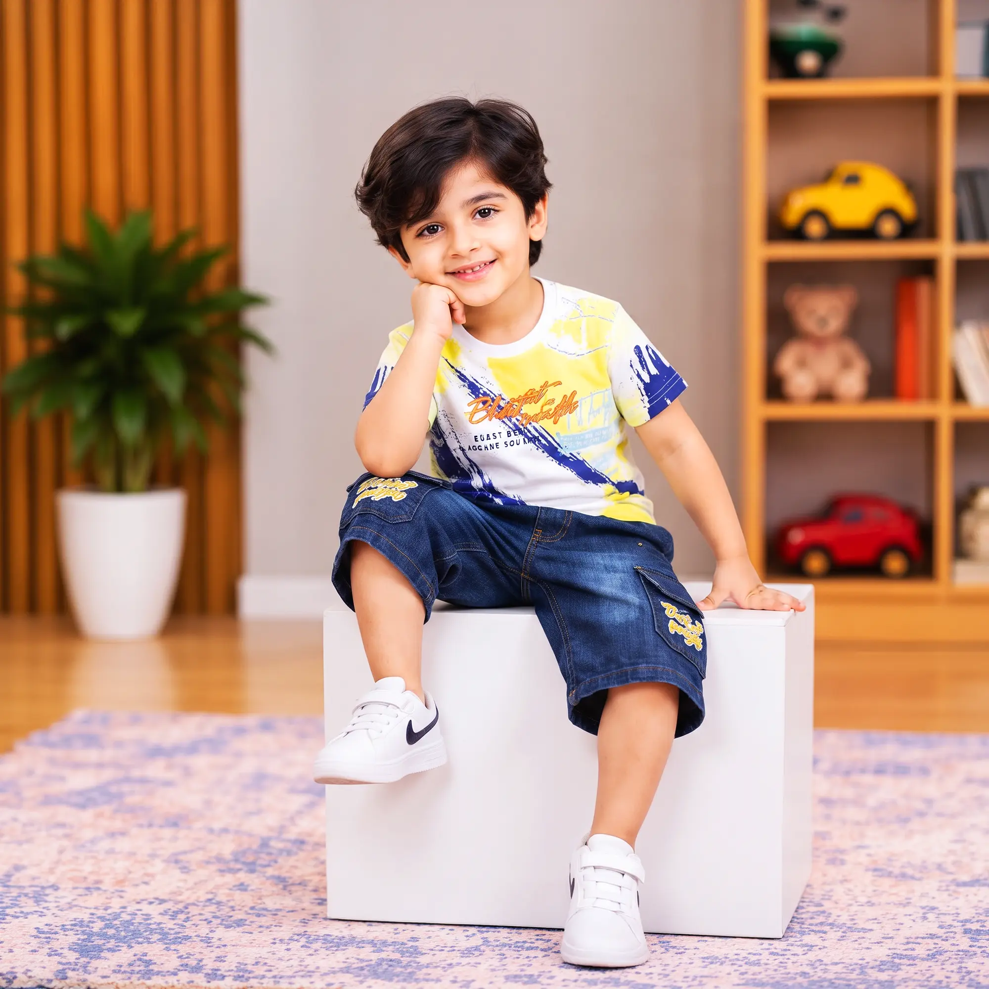 Abstract Printed T-Shirt & Shorts Set - Image 3