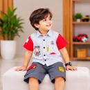 Striped Short-Sleeve Button-Down Shirt & Cargo Shorts Set