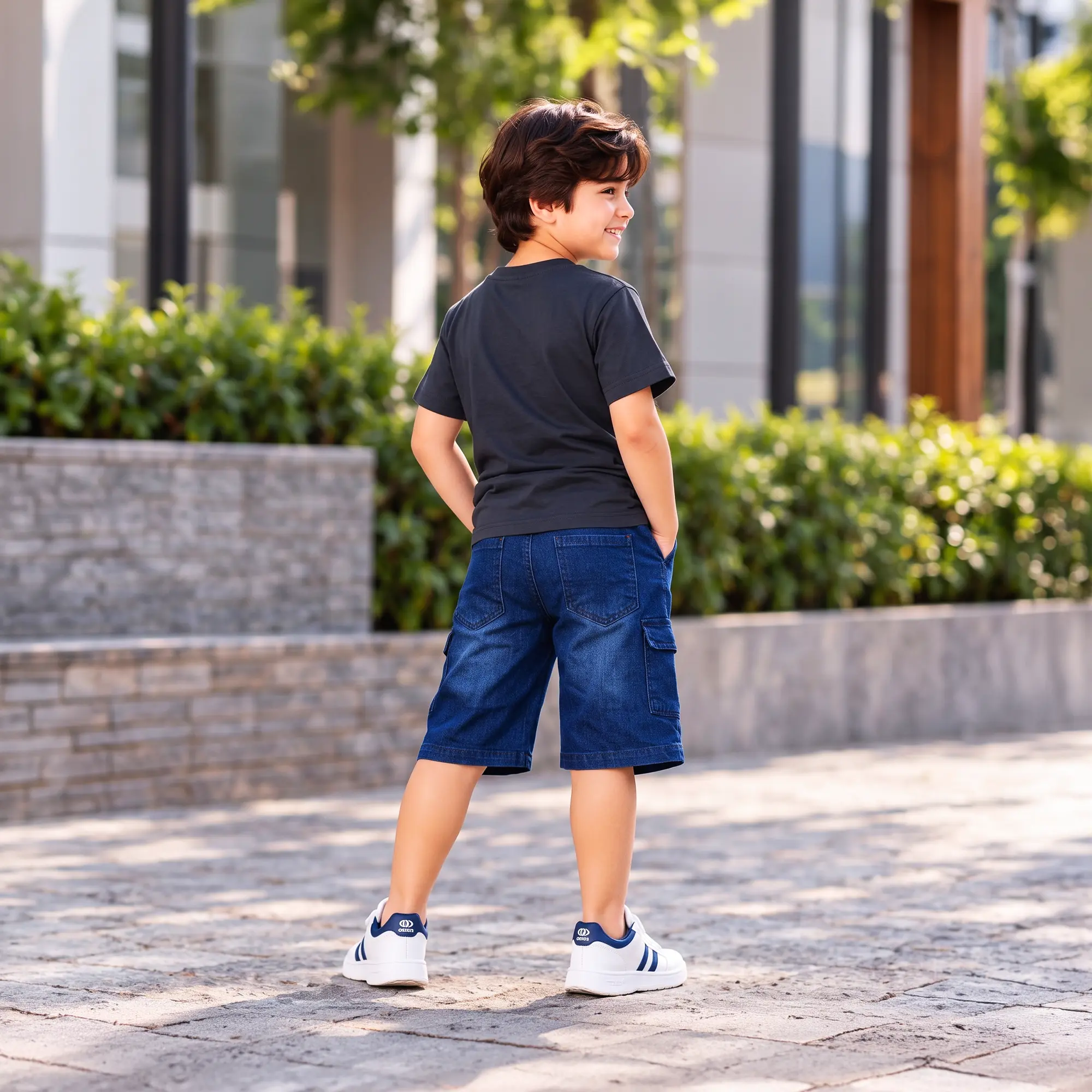 T-Shirt & Denim Cargo Shorts Set - Image 3