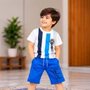 Vertical Striped T-Shirt & Drawstring Shorts Set